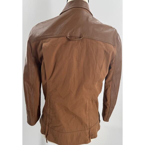 9/15 Exclusively for Saks Fifth Ave Brown Leather Utility Jacket Blazer 10 M - Picture 6 of 16